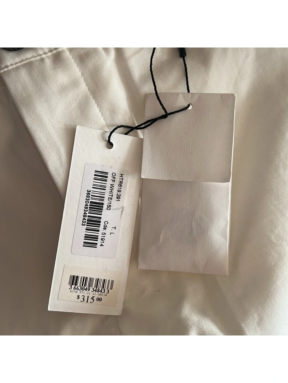 AMI Alexandre Mattiussi Straight-Fit Trousers Pants in Off-White, Size L, NEW_10